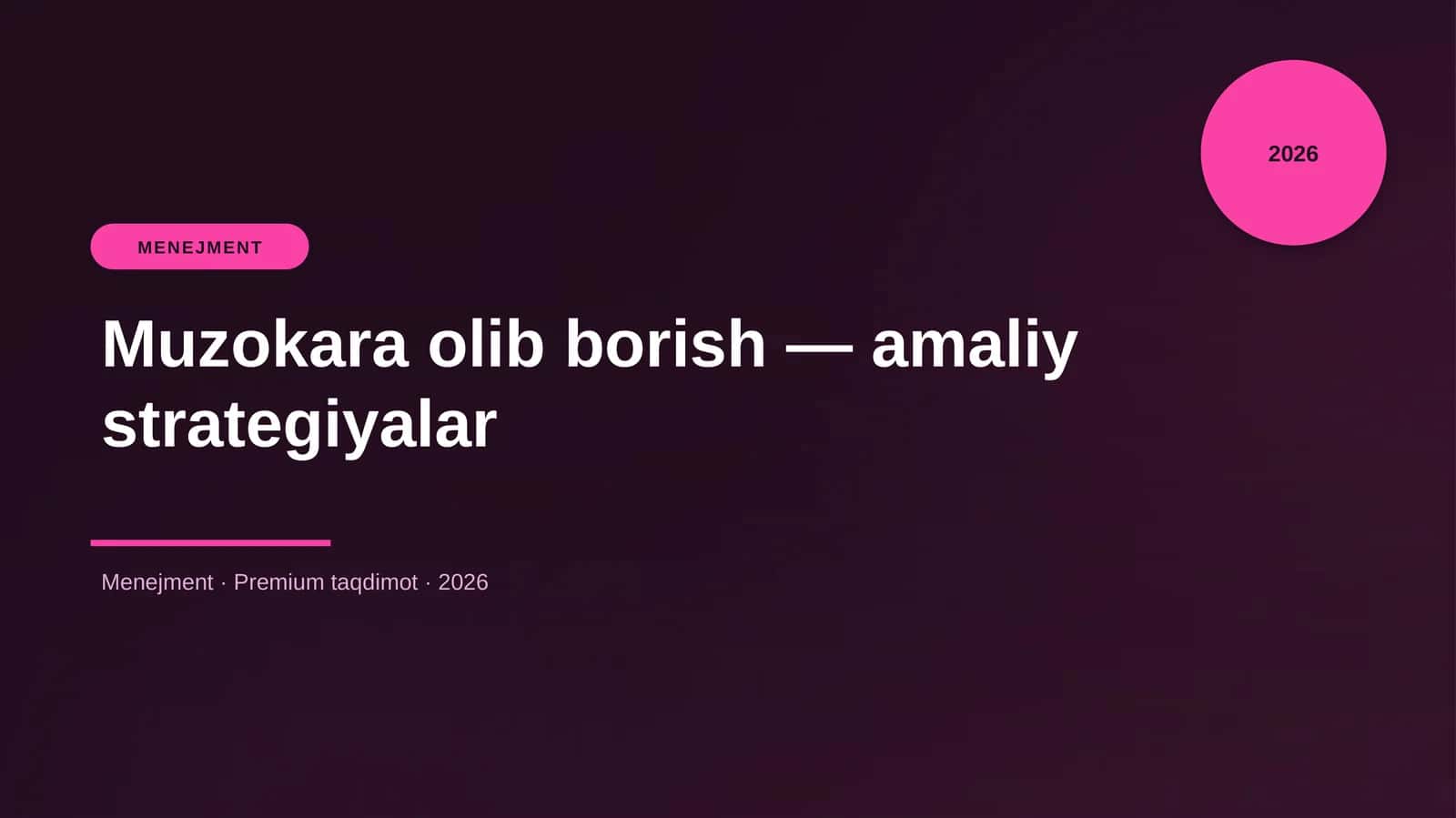 Muzokara olib borish — amaliy strategiyalar