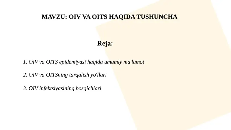 OIV va OITS haqida tushuncha