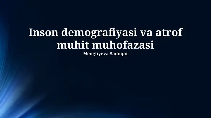 Inson demografiyasi va atrof muhit muhofazasi