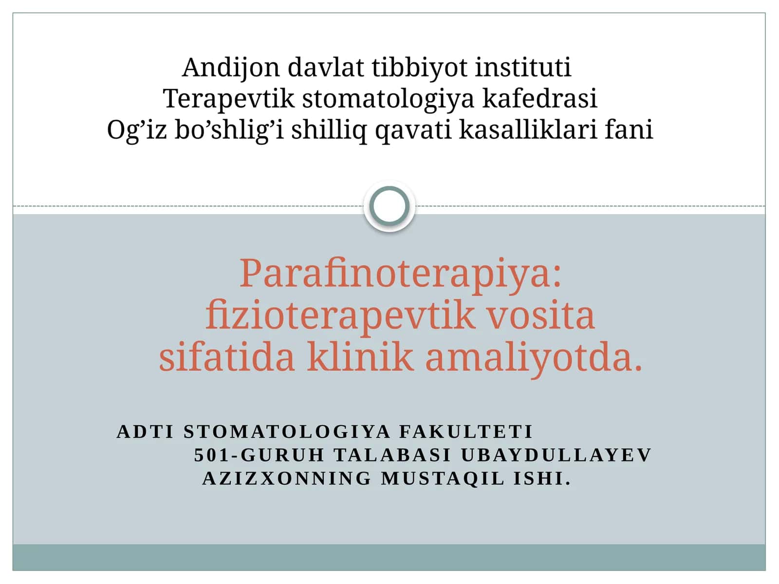 Parafinoterapiya: fizioterapevtik vosita sifatida klinik amaliyotda.