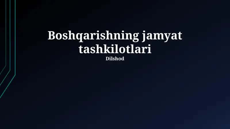 Boshqarishning jamyat tashkilotlari