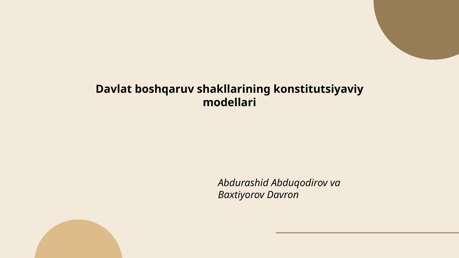 Davlat boshqaruv shakllarining konstitutsiyaviy modellari