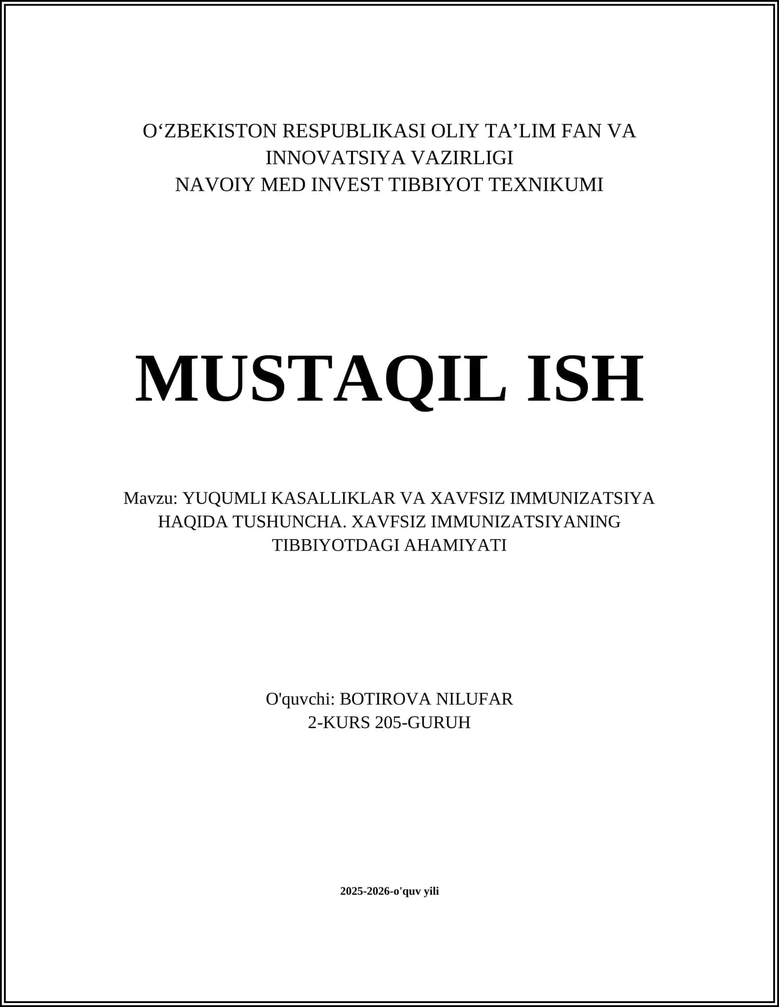 Xavfsiz immunizatsiya