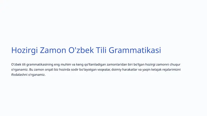 Hozirgi Zamon O'zbek Tili Grammatikasi