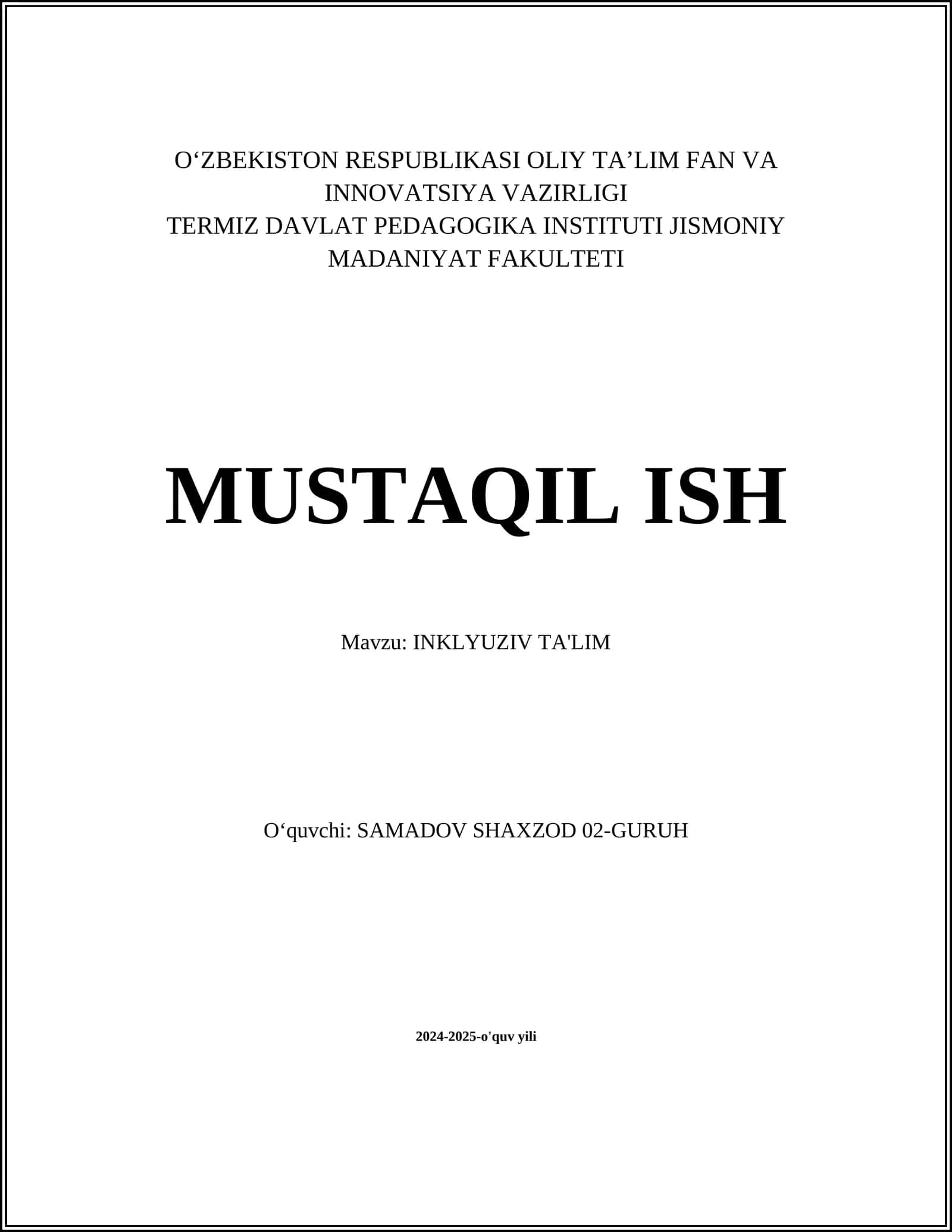 INKLYUZIV TA'LIM
