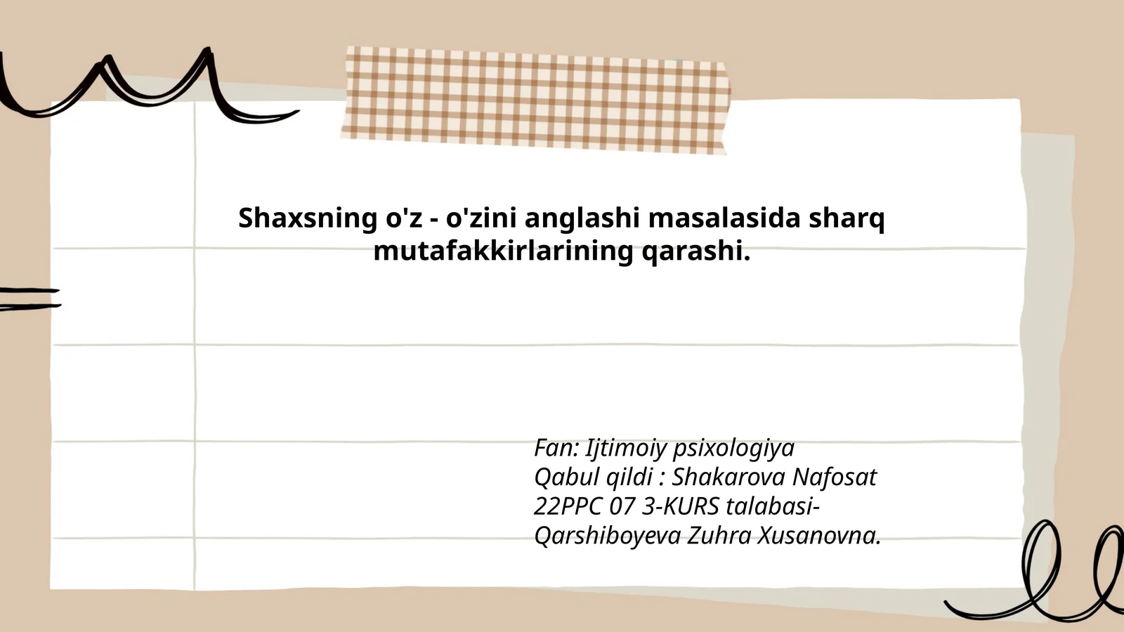 Shaxsning o'z - o'zini anglashi masalasida sharq mutafakkirlarining qarashi