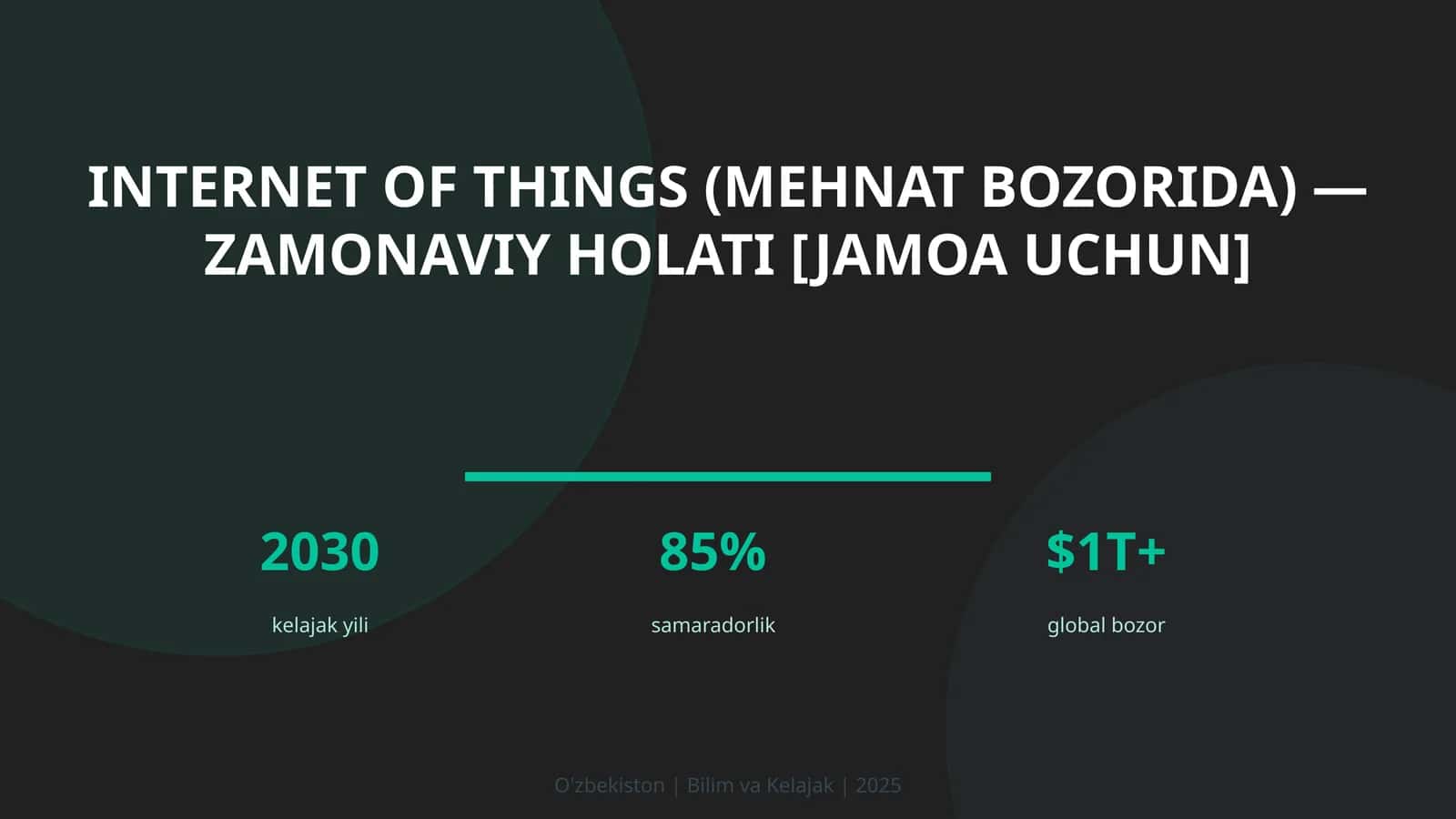 INTERNET OF THINGS (MEHNAT BOZORIDA) — ZAMONAVIY HOLATI [JAMOA UCHUN]