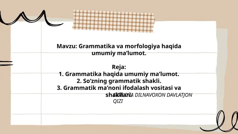 Grammatika va morfologiya haqida umumiy maʼlumot