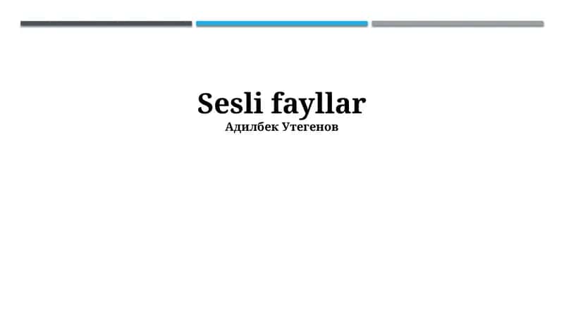 Audi fayllarining tu'rleri