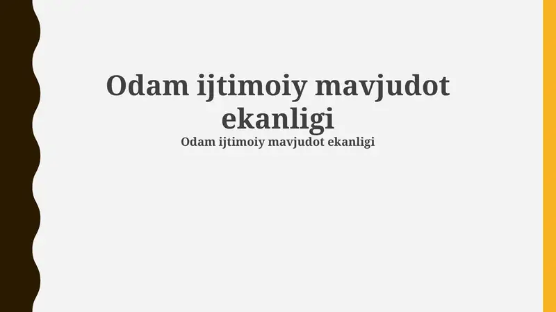 Odam ijtimoiy mavjudot ekanligi