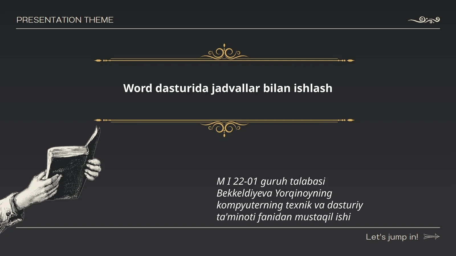 Word dasturida jadvallar bilan ishlash