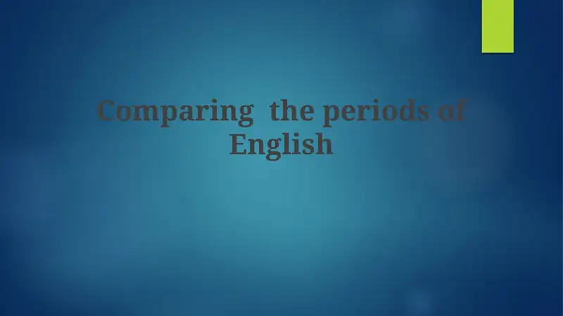 Evolution of English Periods