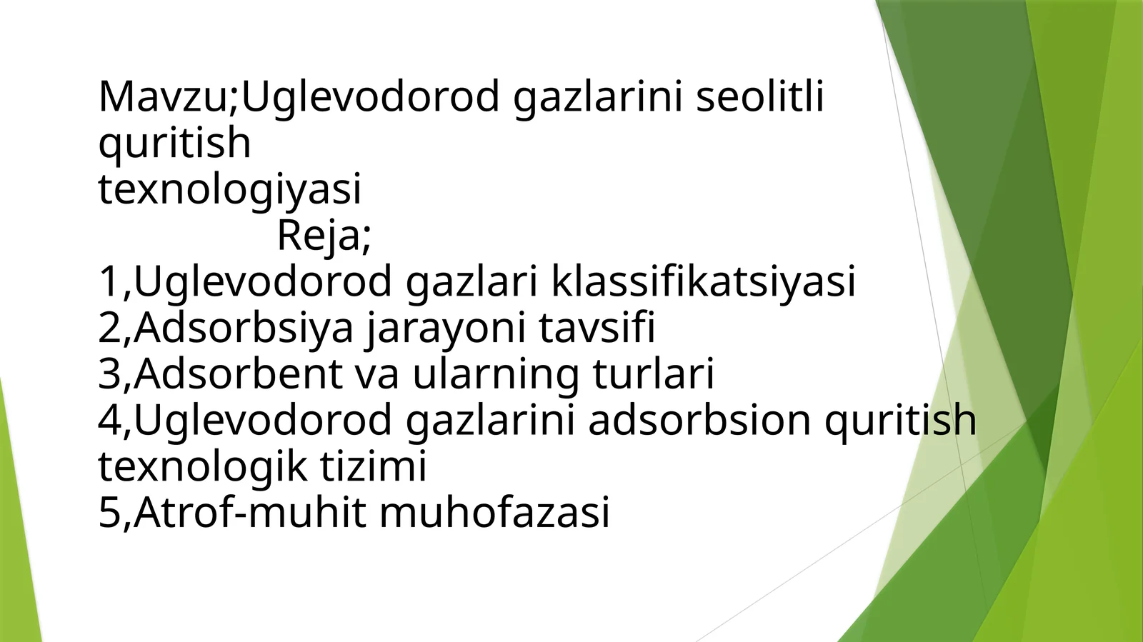 Uglevodorod gazlarini seolitli quritishtexnologiyasi