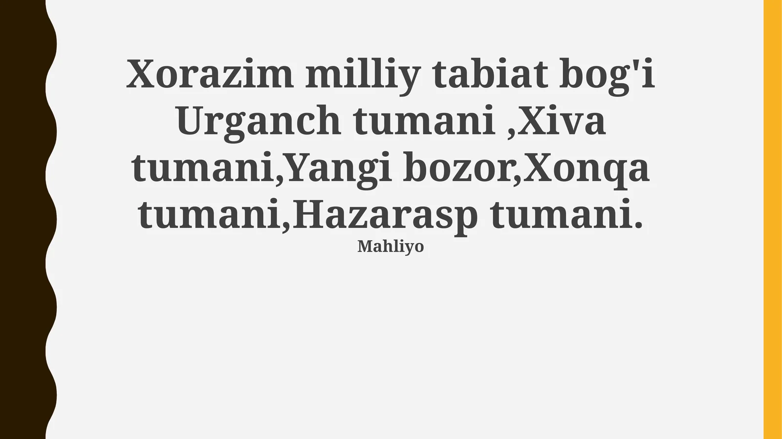 Xorazm Milliy Tabiat Bog'i Umumiy Tavsifi