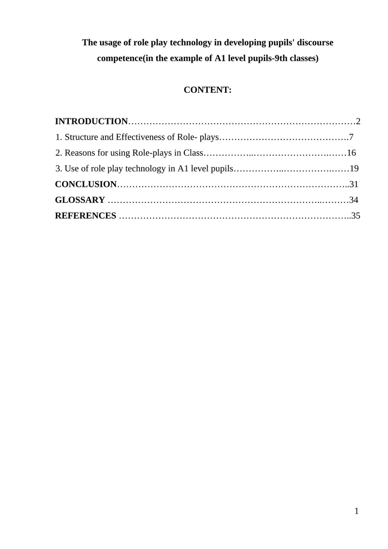 Role-play technology in developing pupils' discourse competence