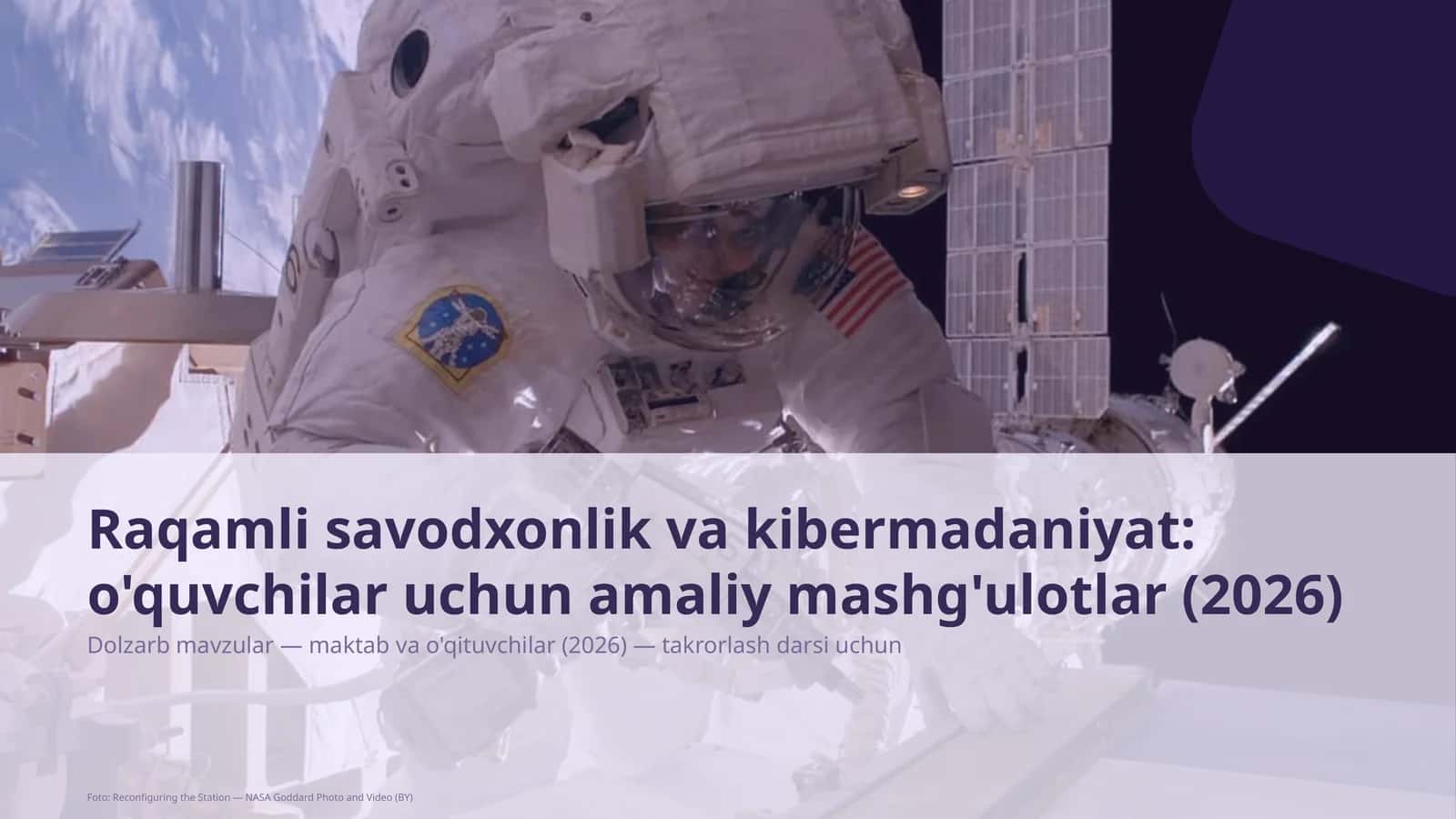Raqamli savodxonlik va kibermadaniyat: o'quvchilar uchun amaliy mashg'ulotlar (2026)