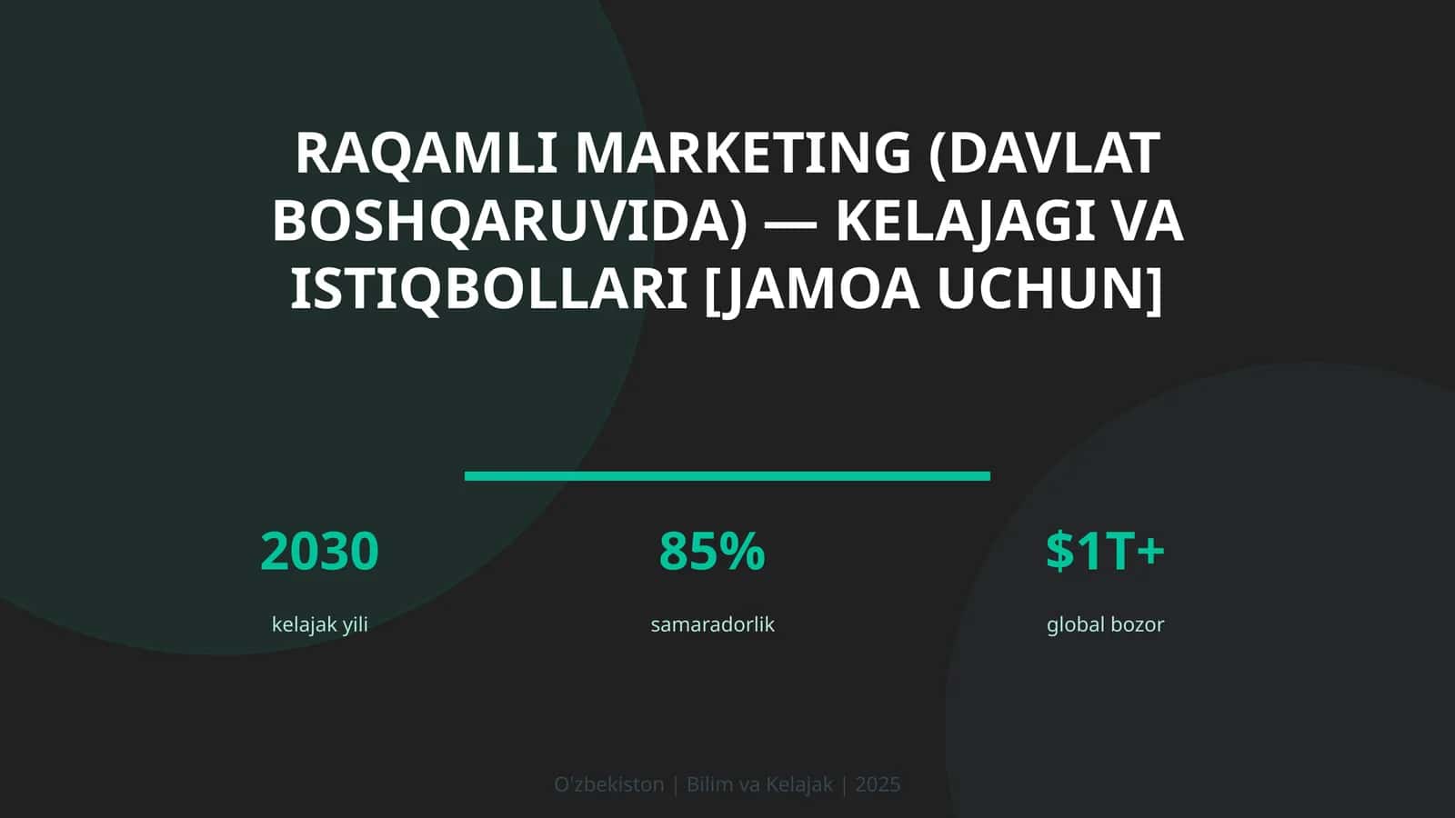 Raqamli marketing (davlat boshqaruvida) — kelajagi va istiqbollari [jamoa uchun]