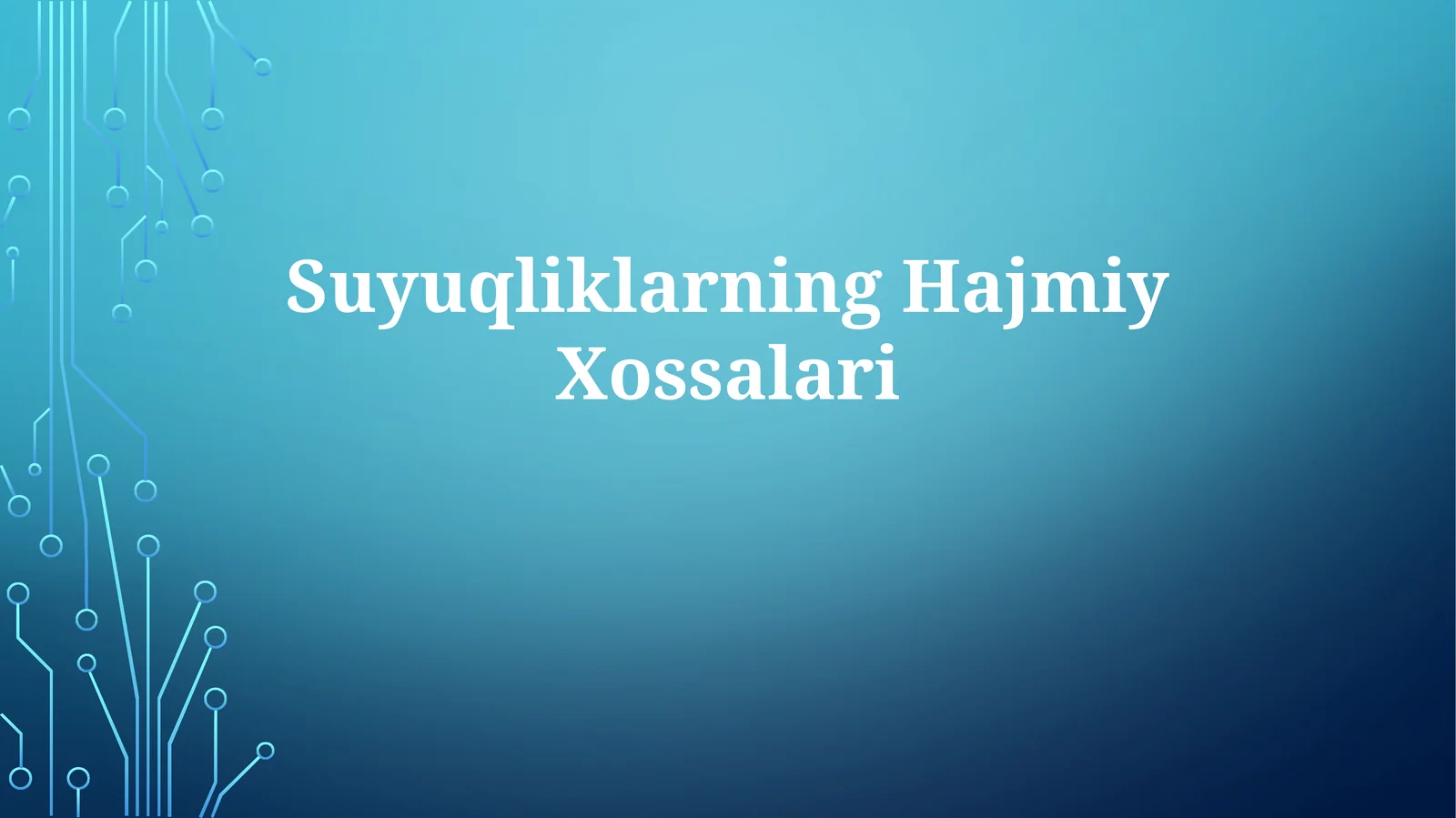 Suyuqliklarning Hajmiy Xossalari