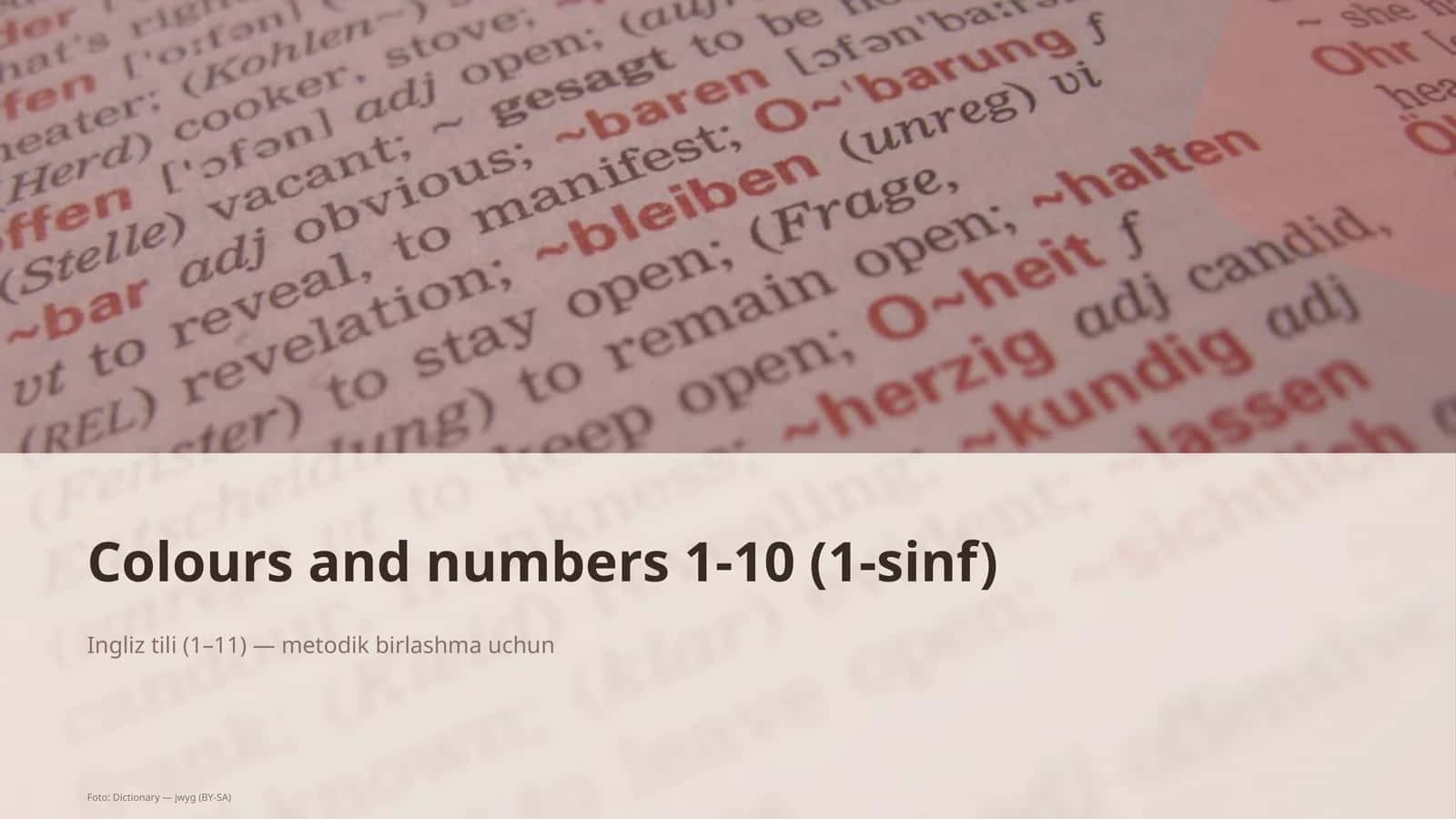 Colours and numbers 1-10 (1-sinf)