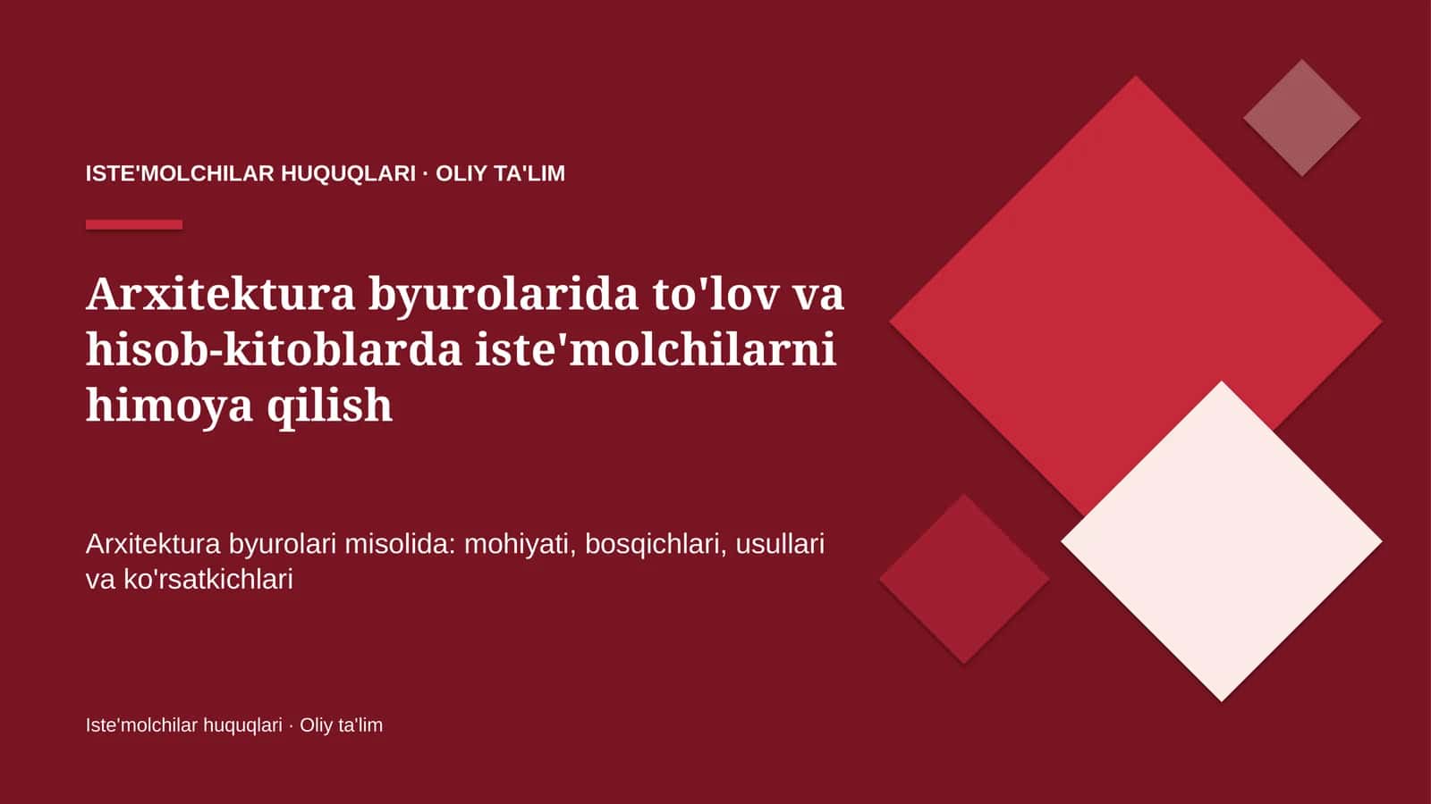 arxitektura byurolarida to'lov va hisob kitoblarda iste'molchilarni himoya qilish 8686