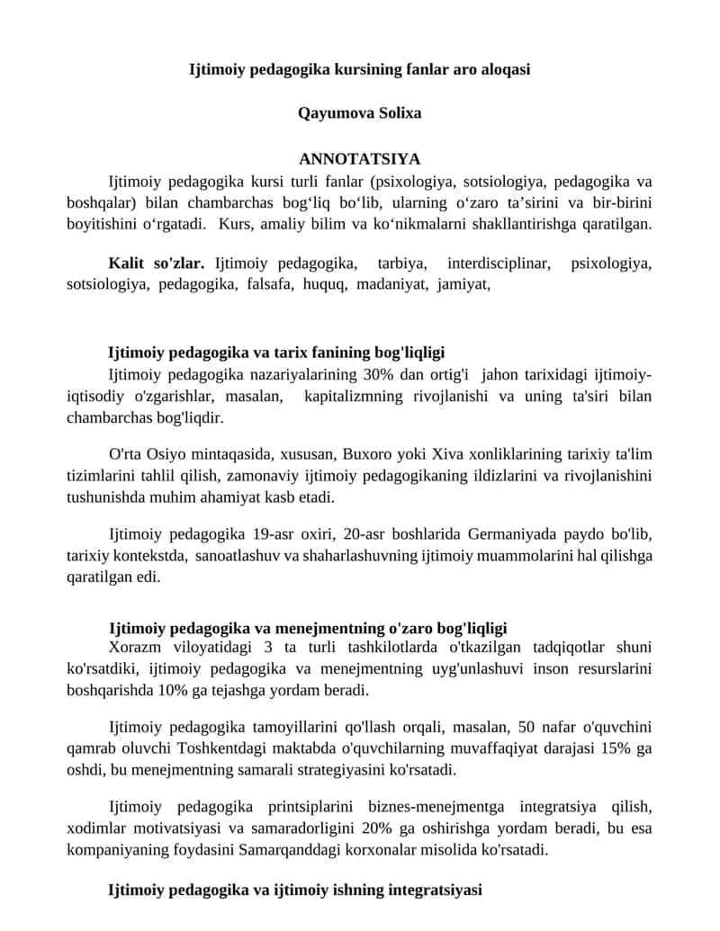 Ijtimoiy Pedagogika Kursi