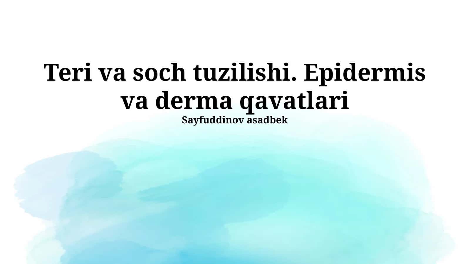 Teri va soch tuzilishi. Epidermis va derma qavatlari