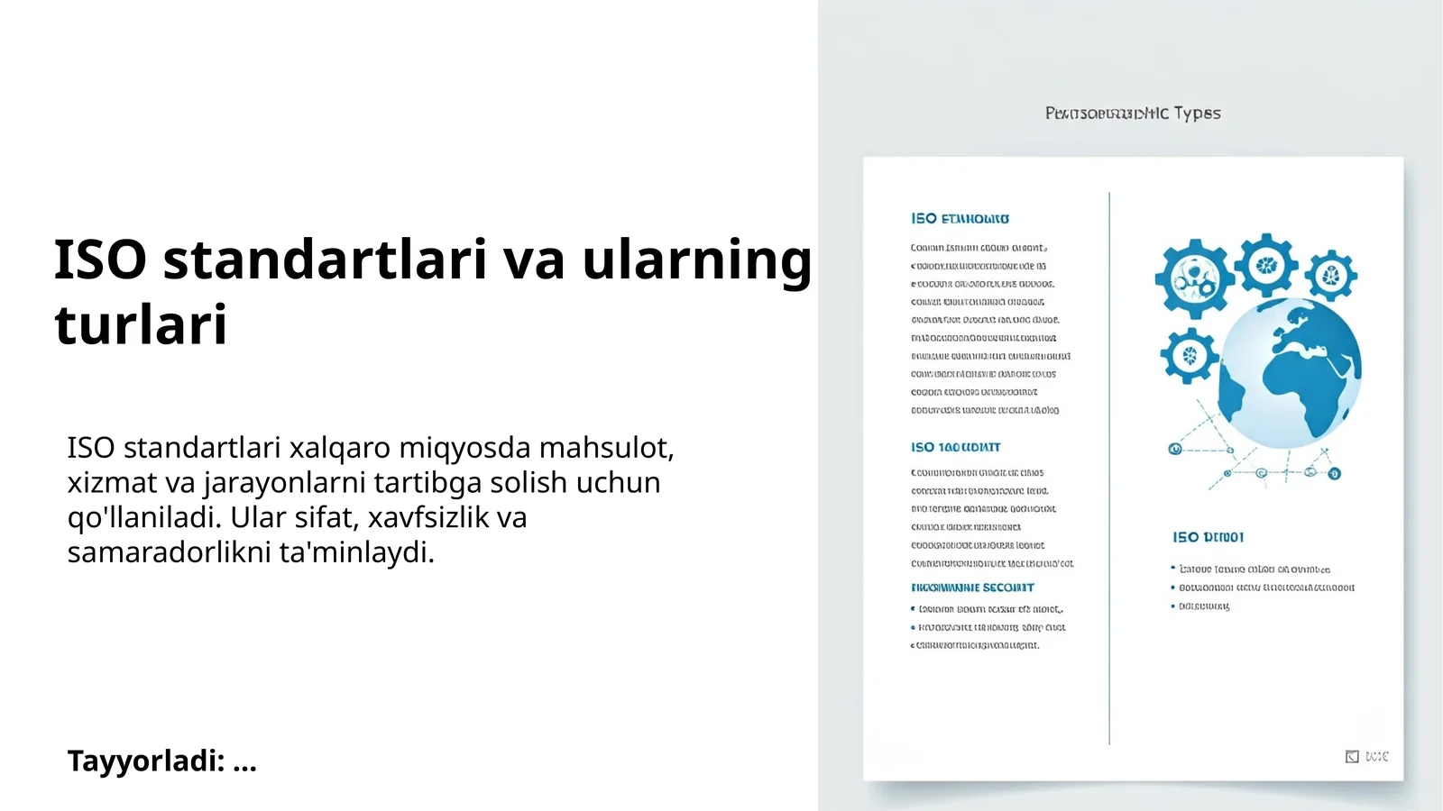 ISO standartlari va ularning turlari