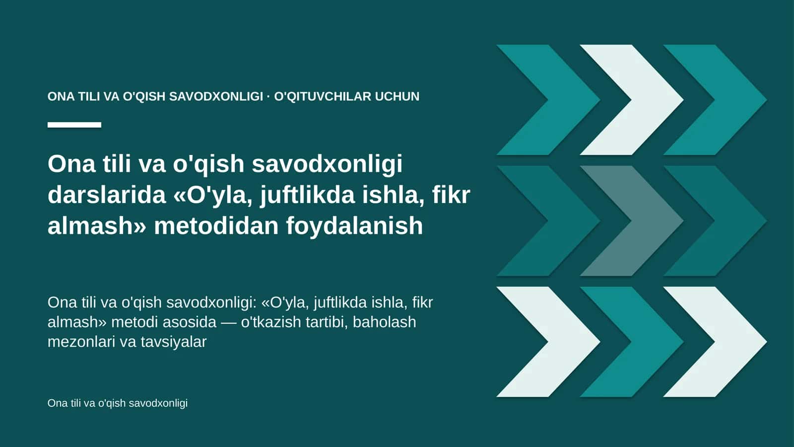 ona tili va o'qish savodxonligi darslarida o'yla juftlikda ishla fikr almash metodidan foydalanish 8616