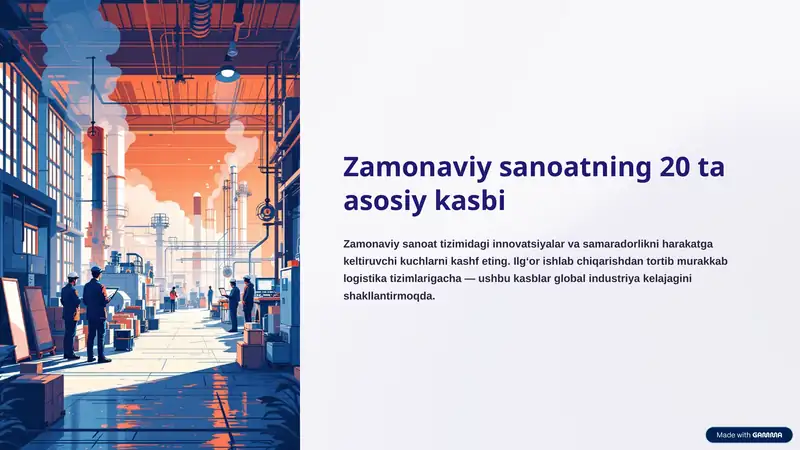 Sanoat sohasiga oid kasblar