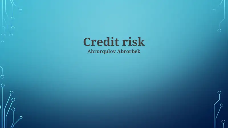 Measuring and Assessing Credit Risk