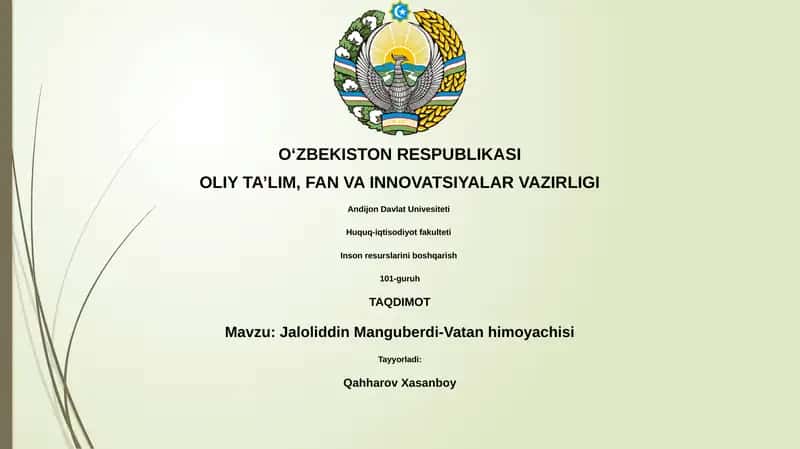 Jaloliddin Manguberdi-Vatan himoyachisi