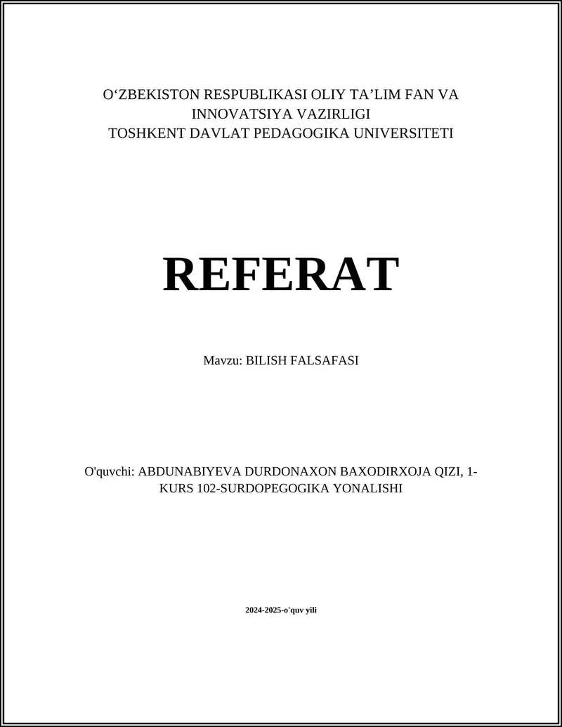 BILISH FALSAFASI