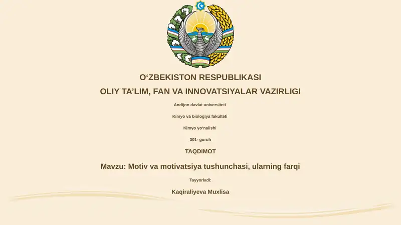 Motiv va motivatsiya tushunchasi, ularning farqi