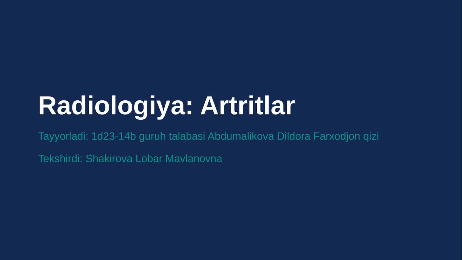 Radiologiya:Artritlar