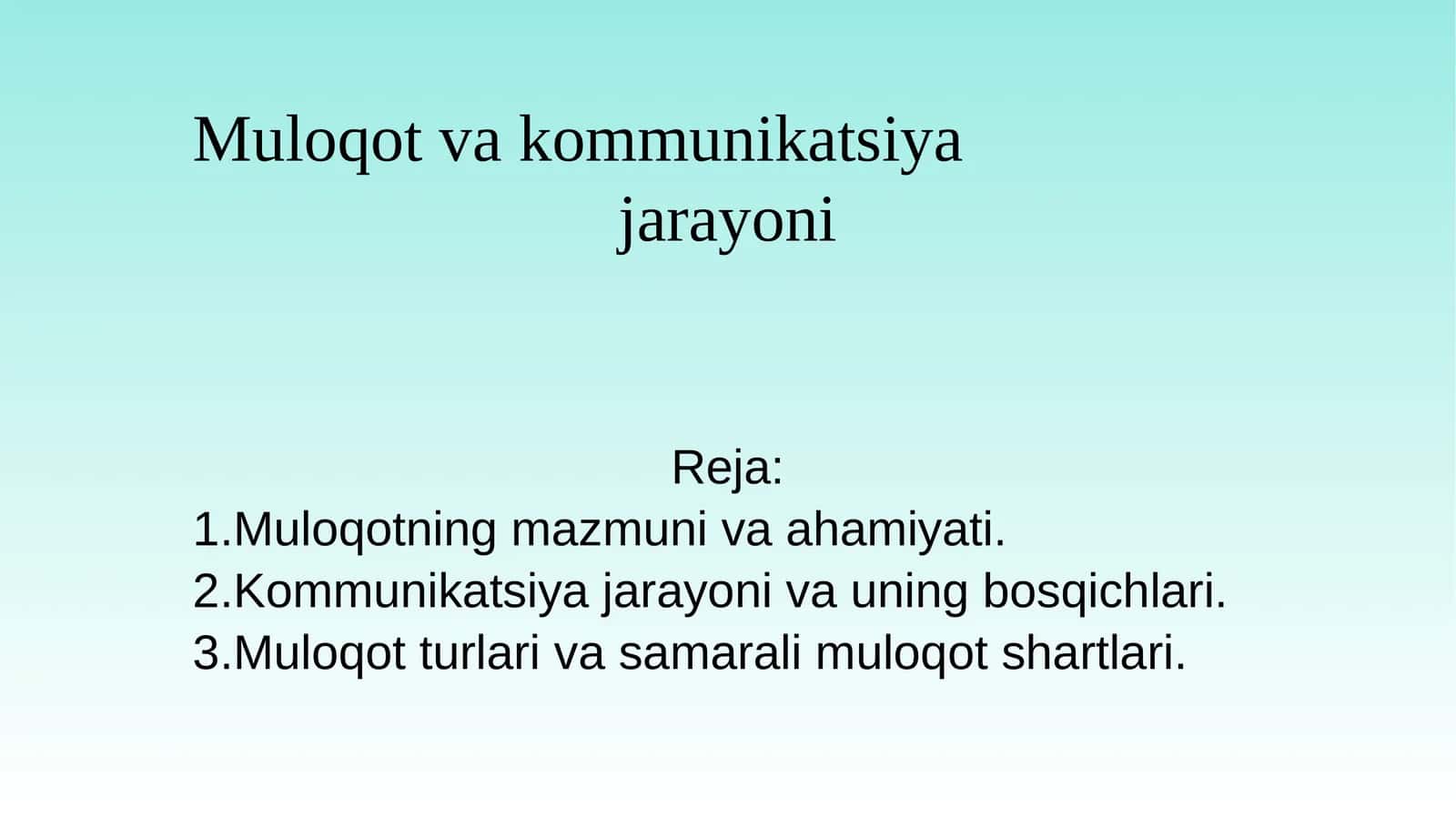 Muloqot va kommunikatsiya