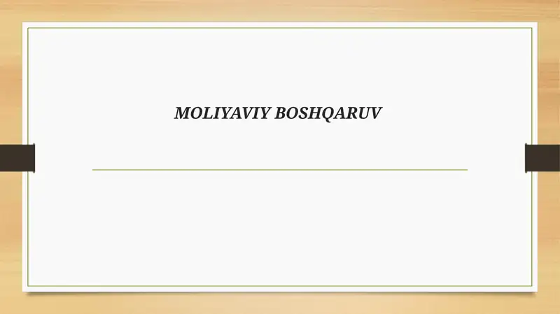 MOLIYAVIY BOSHQARUV