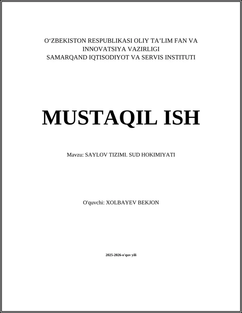 SAYLOV TIZIMI