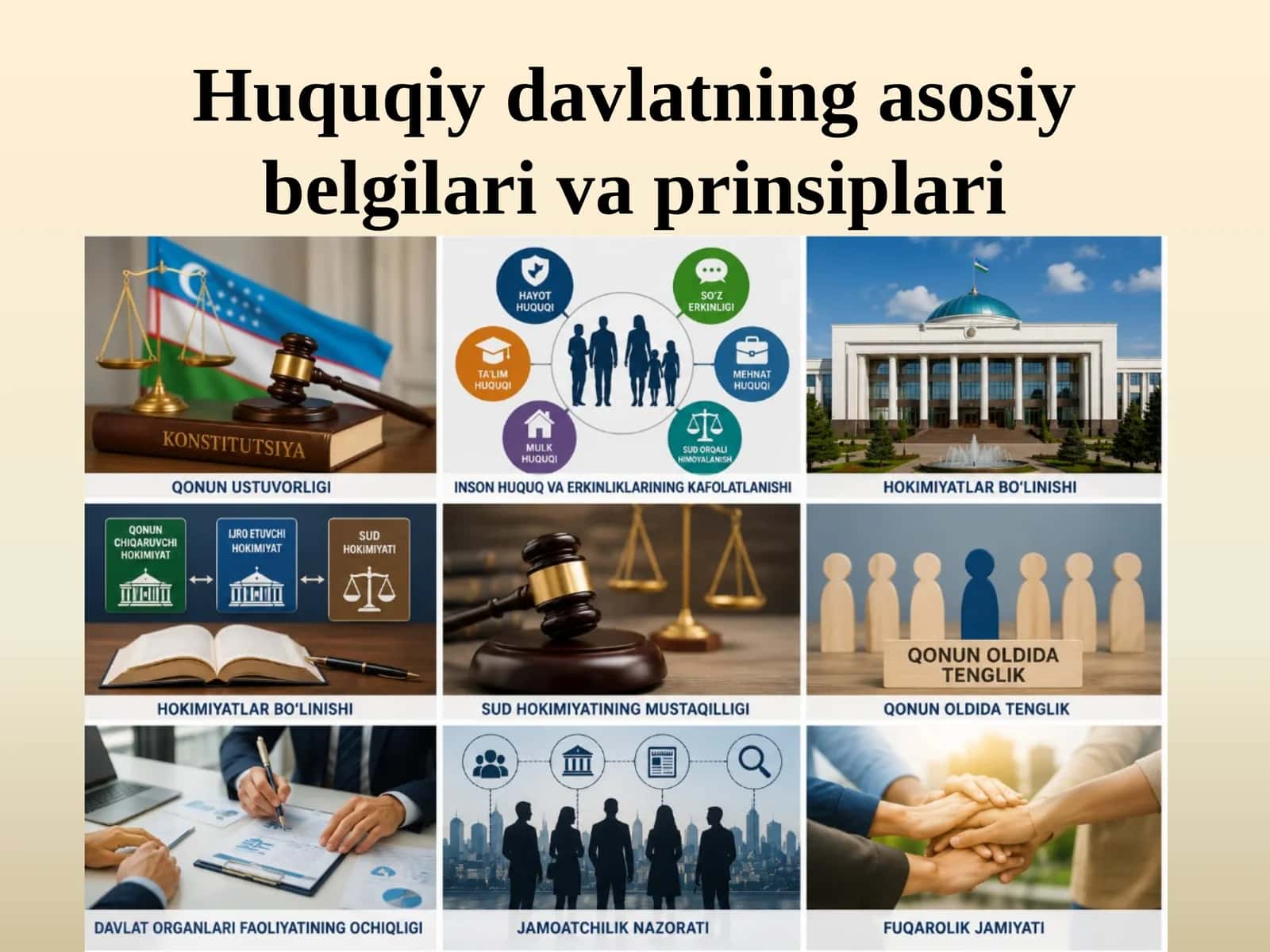 Huquqiy davlatning asosiy belgilari va prinsiplari