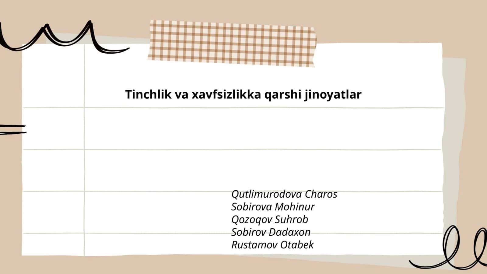 Tinchlik va xavfsizlikka qarshi jinoyatlar