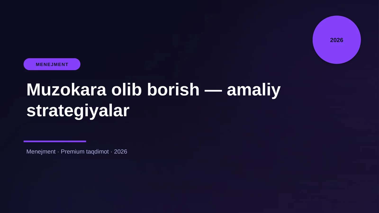 Muzokara olib borish — amaliy strategiyalar