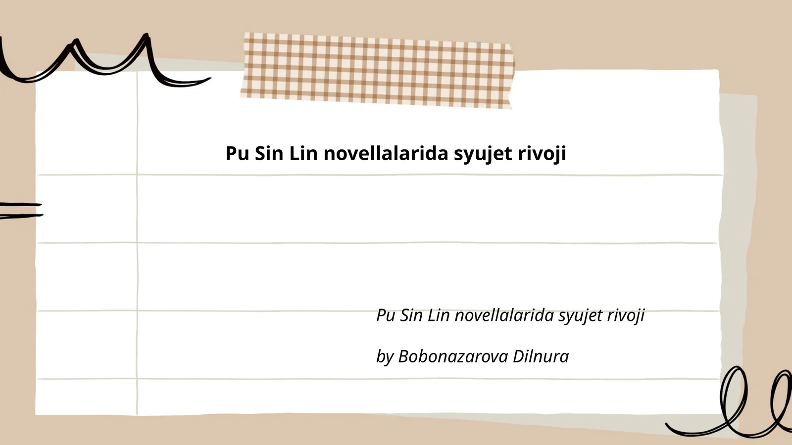 Pu Sin Lin novellalarida syujet rivoji