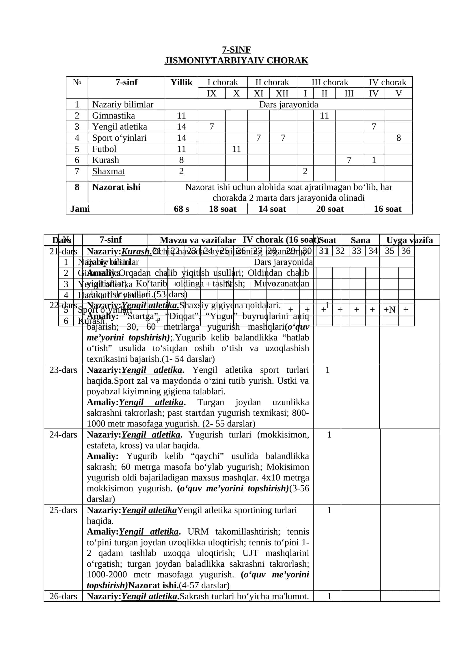 JISMONIYTARBIYAIV CHORAK