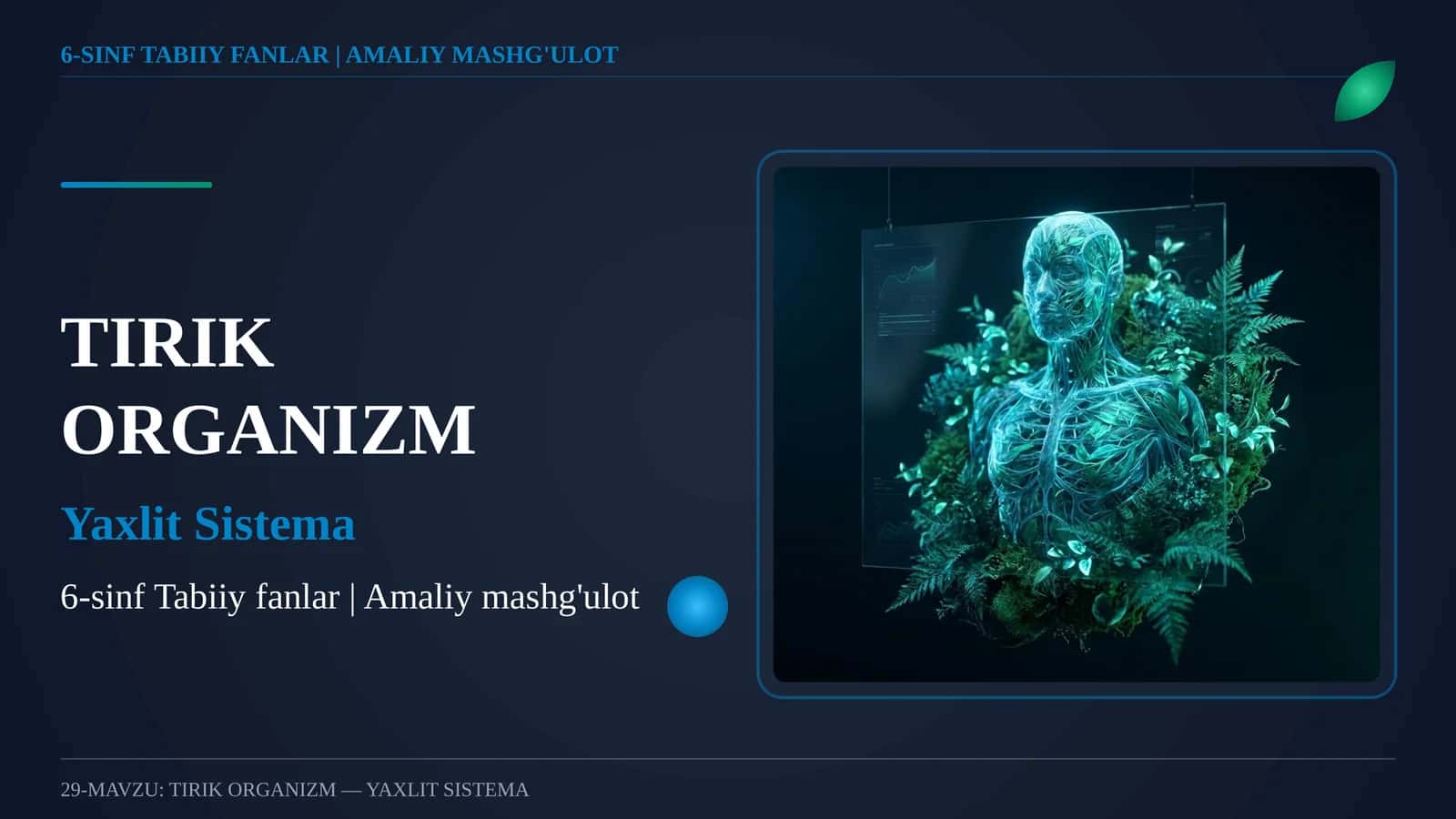TIRIK ORGANIZM — YAXLIT SISTEMA