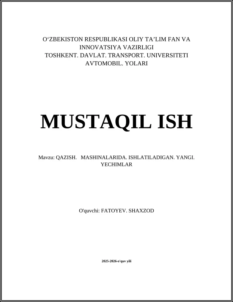 Avtonom va yarim-avtonom qazish mashinalari