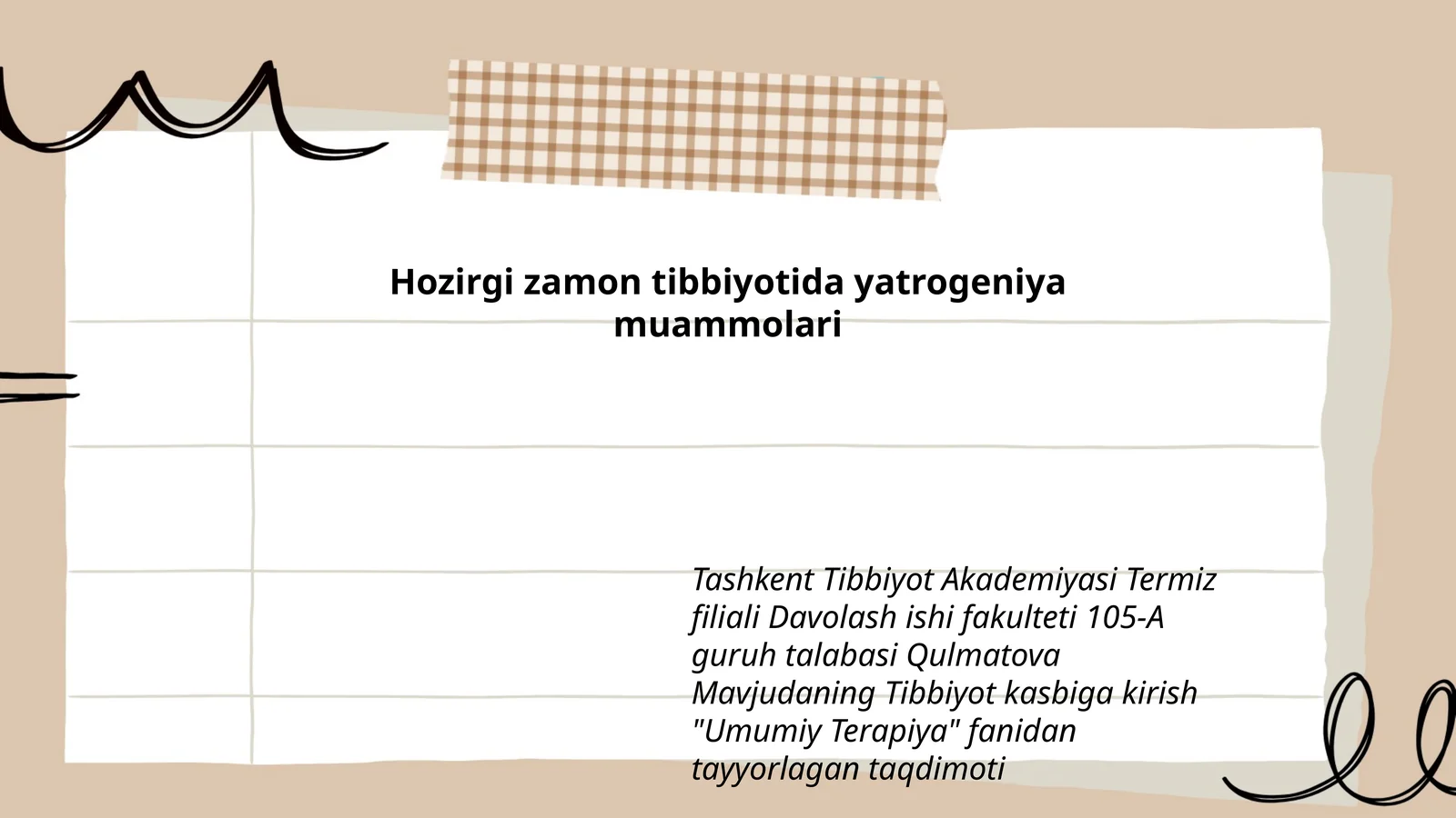 Umumiy Terapiya fanidan tayyorlagan taqdimot