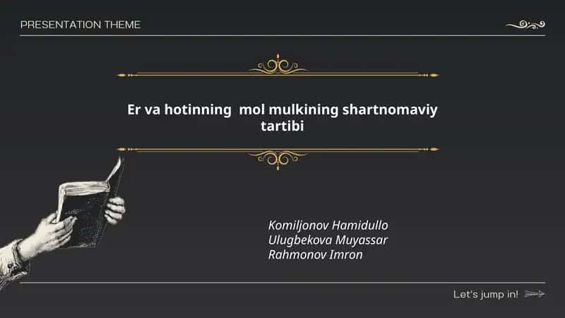 Er va hotinning mol mulkining shartnomaviy tartibi