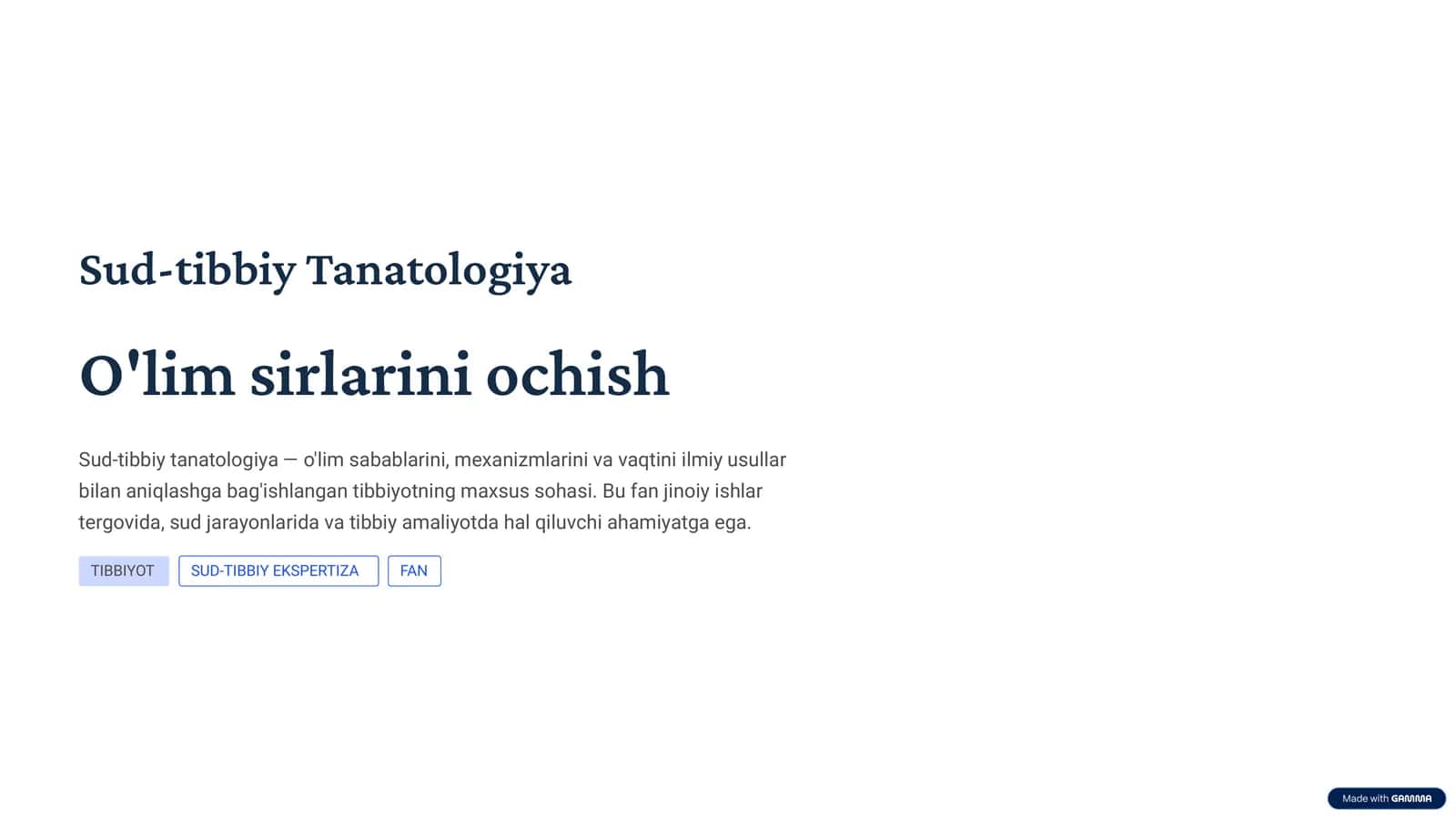 Sud-tibbiy Tanatologiya