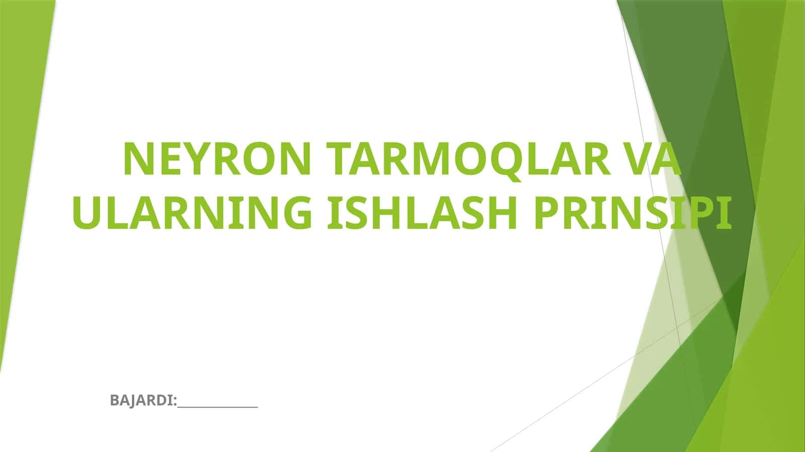 Neyron tarmoqlar va ularning ishlash prinsi