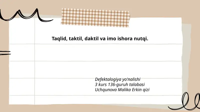 Taqlid, Taktil, Daktil va Imo Ishora Nutqi