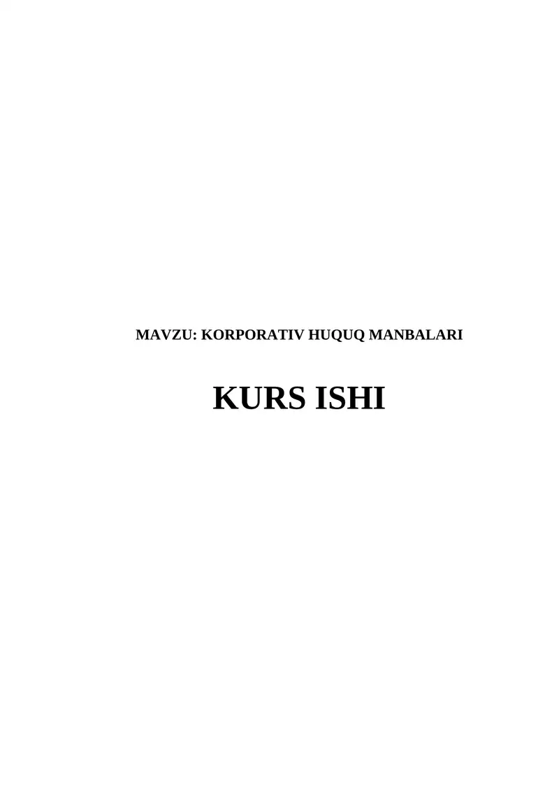 KORPORATIV HUQUQ MANBALARI